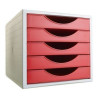 Modulo con 5 cajones ArchivoTec 4005 Gris/Rojo