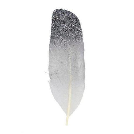 Plumas Decoradas 6 Un. de 12 cm Glitter Plata