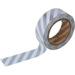 Washi Tape Metalizado Brillo 15 mm x 10 m Rayas Plata