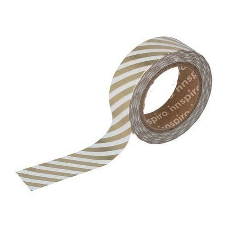 Washi Tape Metalizado Brillo 15 mm x 10 m Rayas Oro