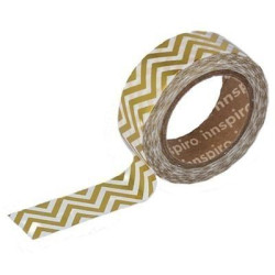 Washi Tape Metalizado Brillo 15 mm x 10 m Zig Zag Oro