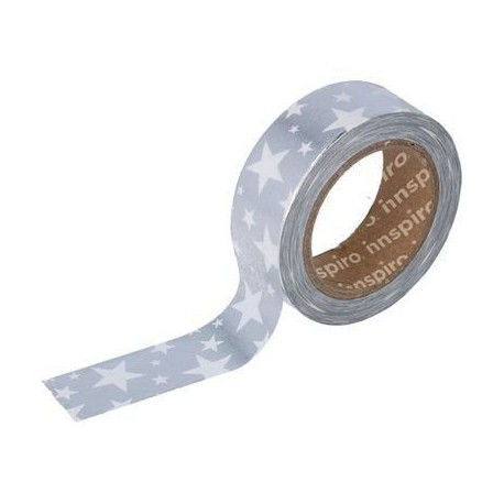 Washi Tape Metalizado Brillo 15 mm x 10 m Estrellas Plata