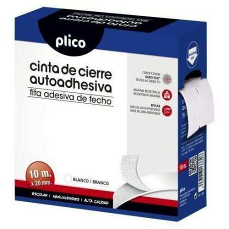 Cinta de cierre Velcro Adhesivo 10 m x 20 mm Blanco