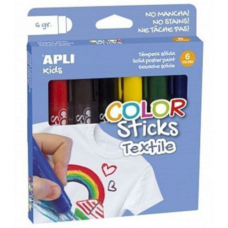 Tempera Solida color Stick 6 Un. de 6 gr. Textil Basic