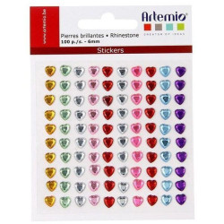 Gemas Facet adhesivas 100 Un. Corazones 6 mm Multicolor