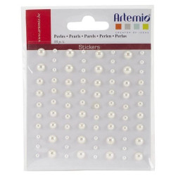 Perlas adhesivas 80 Un. de 2,5 a 6 mm color Blanco