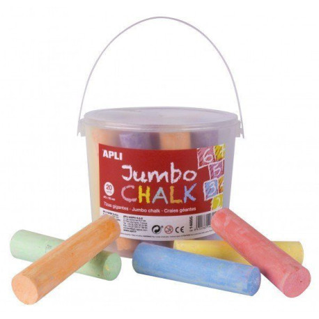 Bote 20 Tizas para suelo Apli Jumbo Chalk colores