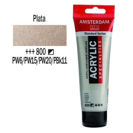 Acrilico Amsterdam 120 ml (800) Metalic Plata