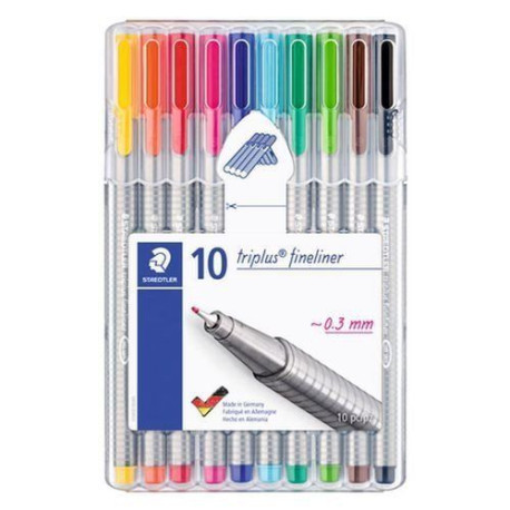 Estuche 10 Rotuladores Staedtler Triplus Fineliner 334