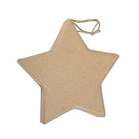 Colgante Plano Estrella Papel Maché 12 cm