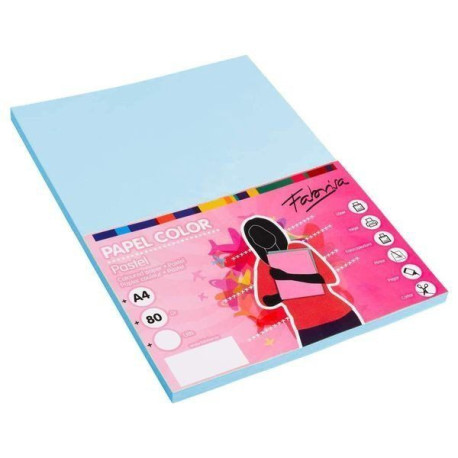 Pack 100 Hojas A4 papel 80 gr. Azul Pastel