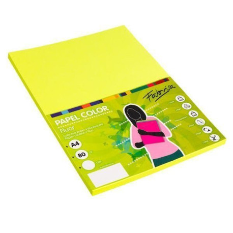 Pack 100 Hojas A4 papel 80 gr. Amarillo Fluor