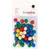 ABALORIOS MADERA BOLA 12 mm 65 Un. MIX COLORES