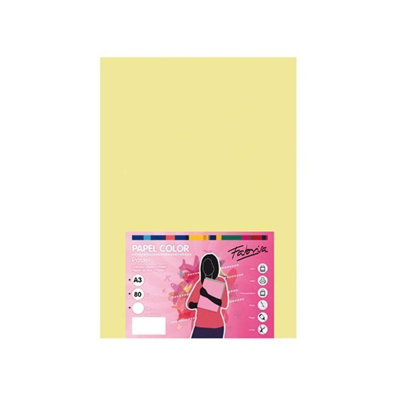 Pack 100 Hojas A3 papel 80 gr. Color Amarillo Claro