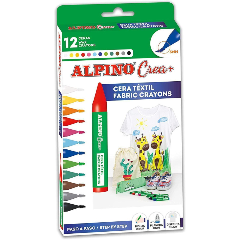 Caja 12 ceras Alpino Crea Textil Wax 