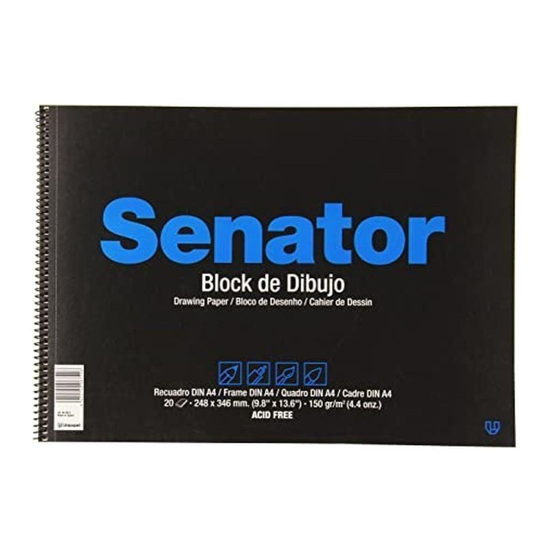 BLOC DIBUJO SENATOR FOLIO+ ESPIRAL 20 Hj. 150 Gr. RECUADRO