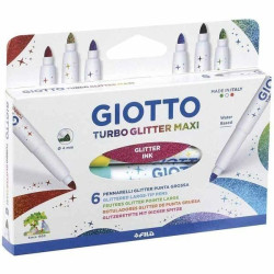 ROTULADOR GIOTTO TURBO GLITTER MAXI SET 6 Un. COLORES BASICOS