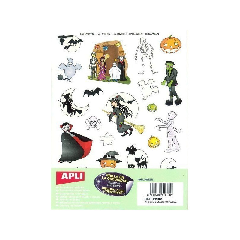 Set 3 hojas Pegatinas Halloween Apli 116