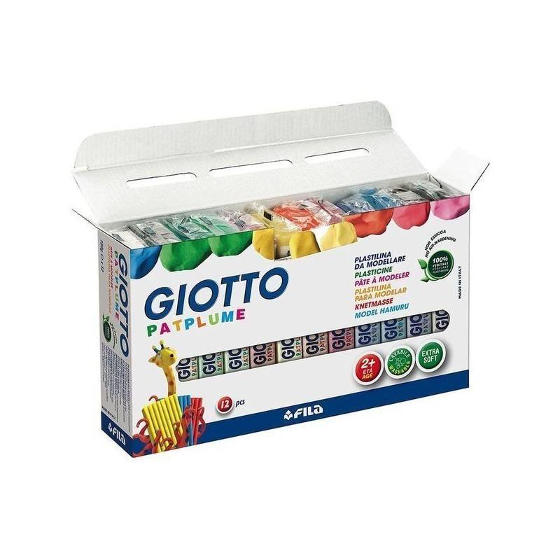 Plastilina GIOTTO PATPLUME 12x150 gr colores surtidos.