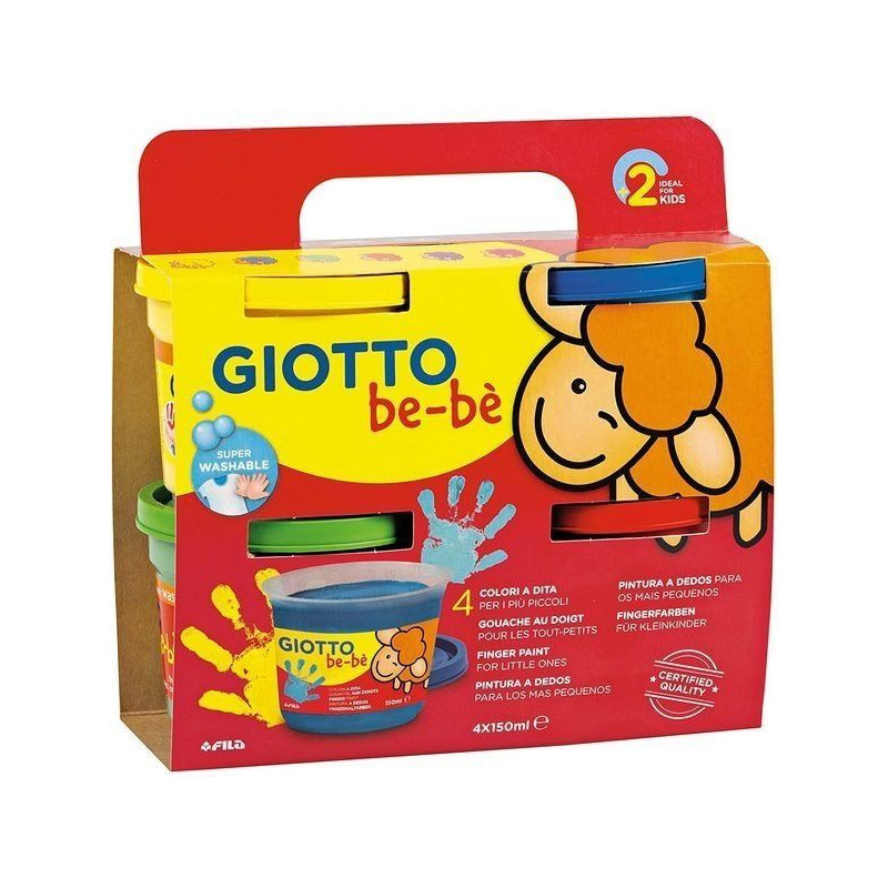 GIOTTO BE-BE Set 4 Pintura de Dedos de 150 ml