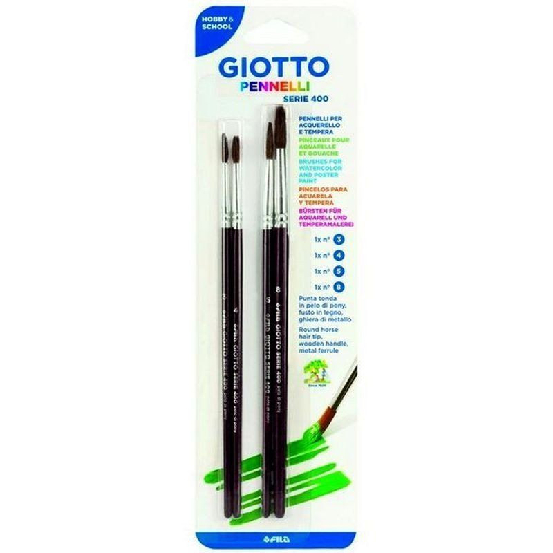 Set 4 Pinceles Giotto Pelo de Pony S/400 Nº 3, 4, 5 y 8