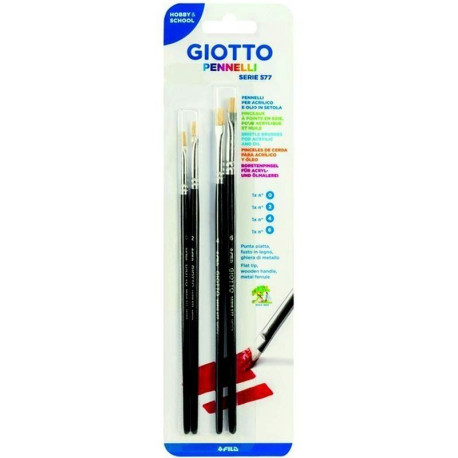 Set 4 Pinceles Giotto Pelo de Cerda S/577 Nº 0, 2, 4 y 6