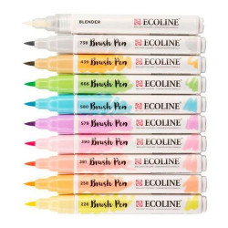 SET 10 ROTUL. ECOLINE BRUSH PEN TONOS PASTEL