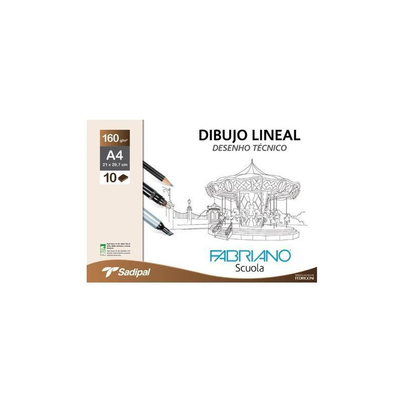 LAMINA DIBUJO LINEAL 160 gr. SOBRE 10 Hj. A4 LISO