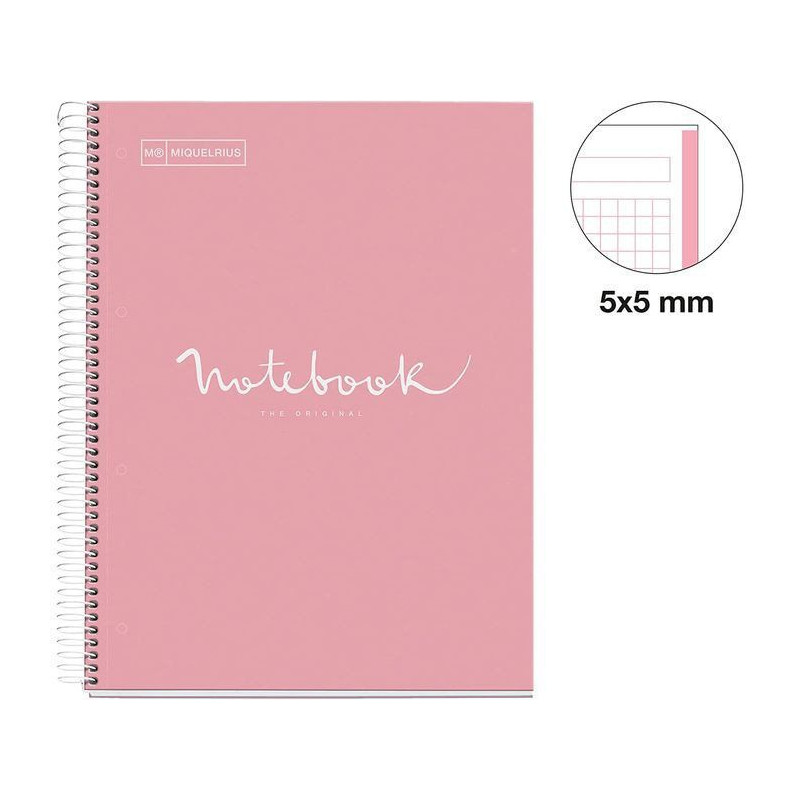 CUADERNO A4 NOTEBOOK-1 FORRADO 5x5 ROSA