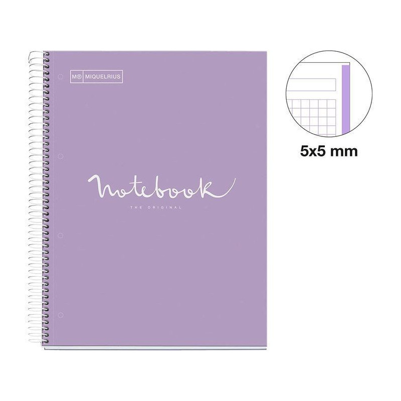 CUADERNO A4 NOTEBOOK-1 FORRADO 5x5 LAVANDA