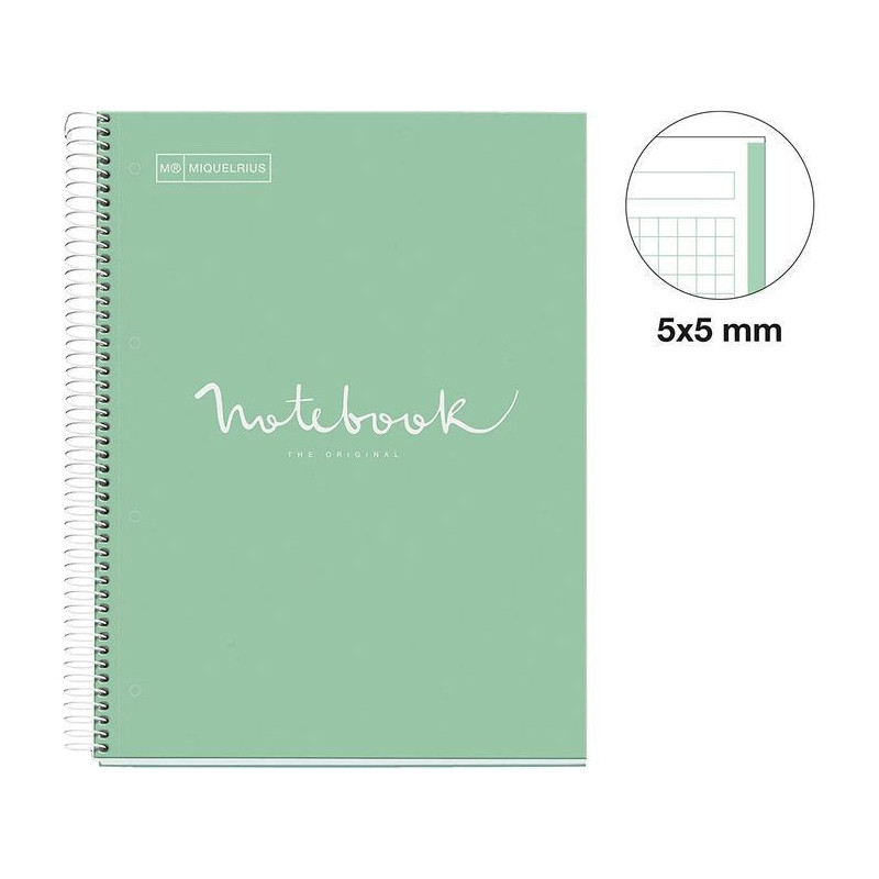 CUADERNO A4 NOTEBOOK-1 FORRADO 5x5 MENTA