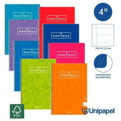 CUADERNO ESPIRAL PAPYRUS CUARTO TAPA CARTON 80 Hj. PAUTA 3,5