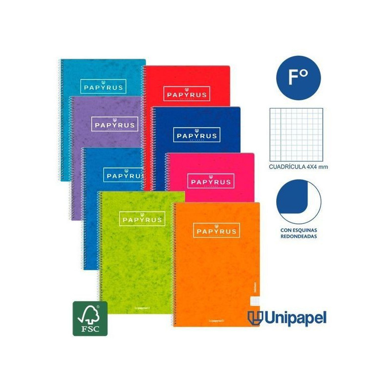 CUADERNO PAPYRUS 80 Hj. TAPA DURA FOLIO 4x4