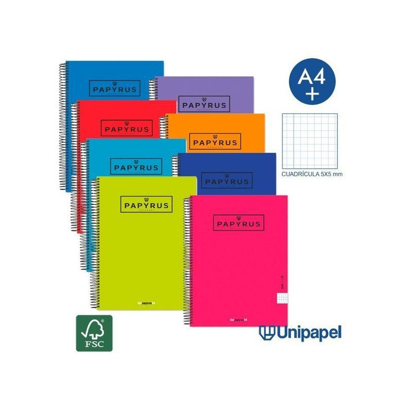 CUADERNO PAPYRUS 120 Hj. TAPA FORRADA A4 MICRO-5 CUAD. 5x5