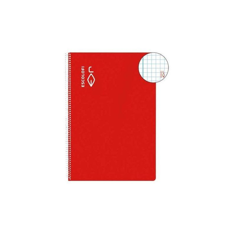 CUADERNO ESCOLOFI T/DURA 50 Hj. CUARTO CUADROS 4x4 ROJO