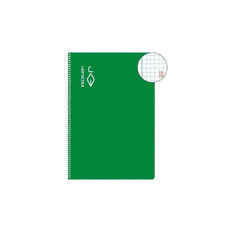 CUADERNO ESCOLOFI T/DURA 50 Hj. CUARTO CUADROS 4x4 VERDE