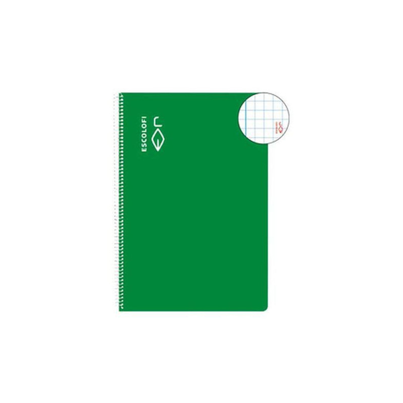 CUADERNO ESCOLOFI T/DURA 50 Hj. CUARTO CUADROS 5x5 VERDE