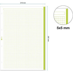 RECAMBIO A4 NOTEBOOK 100 Hj. 70 gr CUAD. 5x5 VERDE