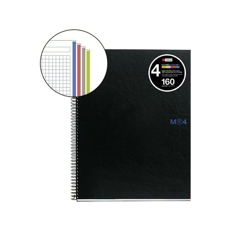 CUADERNO 160 Hj. A4 NOTEBOOK-4 GRAFITO CUADROS 5x5