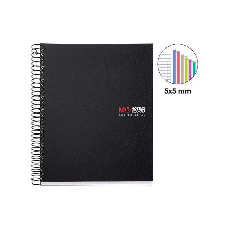 CUADERNO A5 NOTEBOOK-6 POLIPR. 150 Hj. CUADROS 5x5