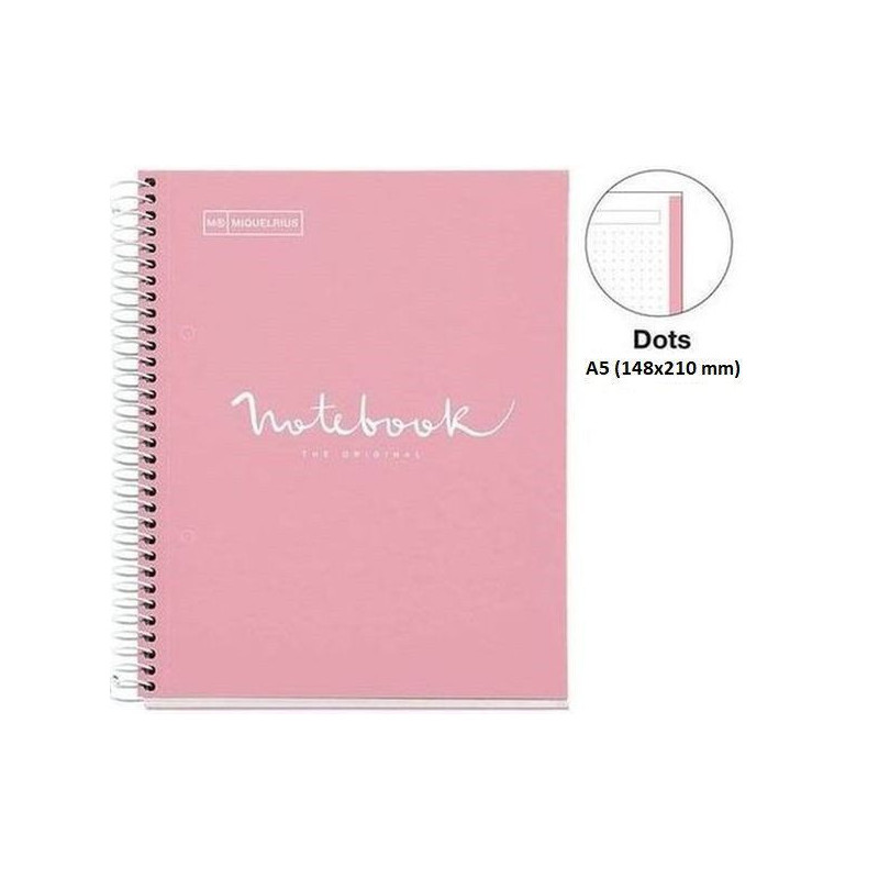 CUADERNO A5 NOTEBOOK-1 FORRADO PUNTOS ROSA