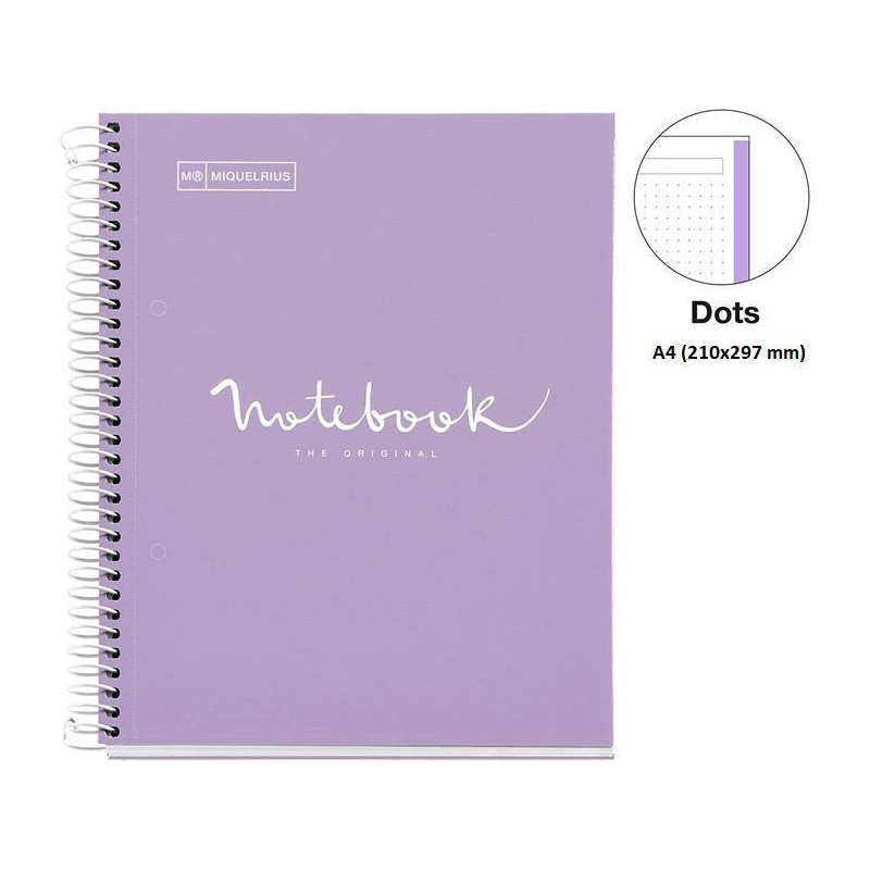 CUADERNO A4 NOTEBOOK-1 FORRADO PUNTOS LAVANDA