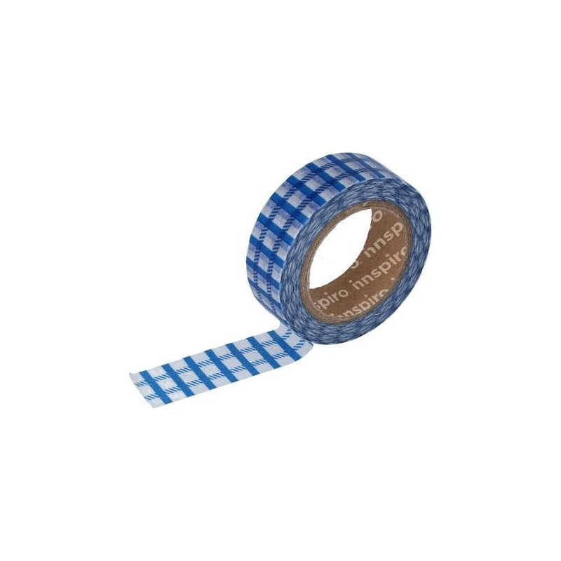 WASHI TAPE PAPEL 15mm 10m IN-17446 CUADROS AZUL