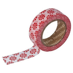 WASHI TAPE PAPEL 15mm x10m (17435) FLORES ROJAS