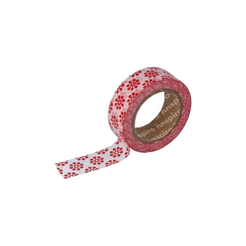 WASHI TAPE PAPEL 15mm x10m (17435) FLORES ROJAS