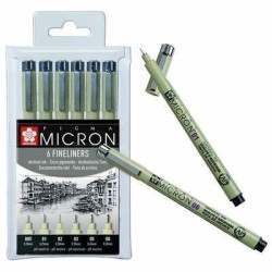 SET 6 PIGMA MICRON NEGROS SURT.