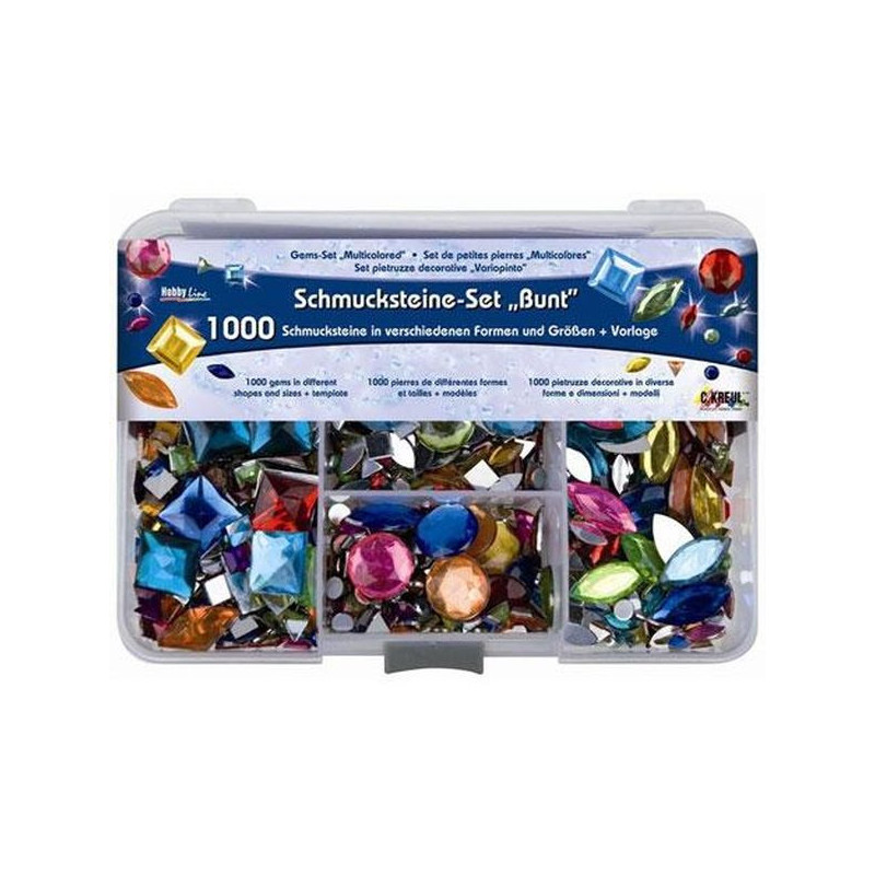 SET 1000 GEMAS DECORATIVAS KREUL 49641 MULTICOLOR