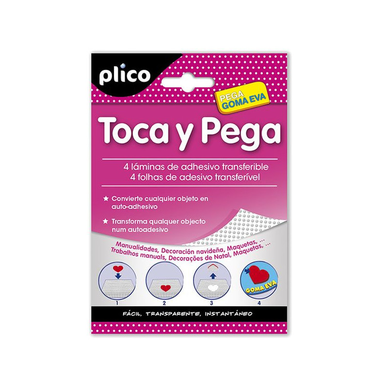 TOCA Y PEGA BLU-TACK 4 LAMINAS ADHES. TRANSFER.