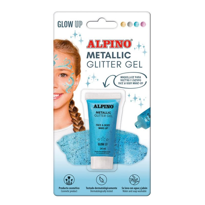 MAQUILLAJE ALPINO GEL COLOR METALICO+GLITTER AZUL