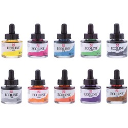 ECOLINE SET 10 BOTES ACUARELA LIQUIDA 30ml COLORES BASICOS